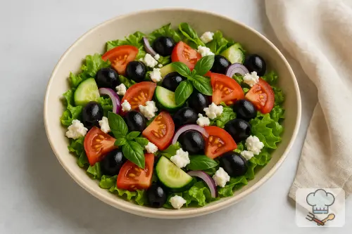 Фото 3-го шага: Овощной салат с маслинами и фетой