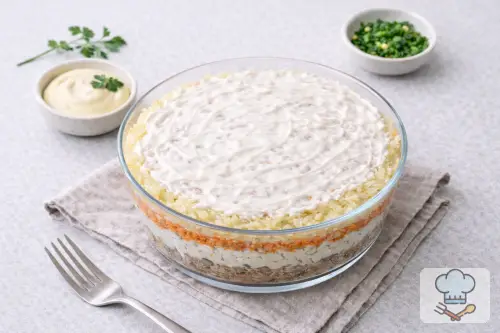 Фото 11-го шага: Салат «Мимоза» классический