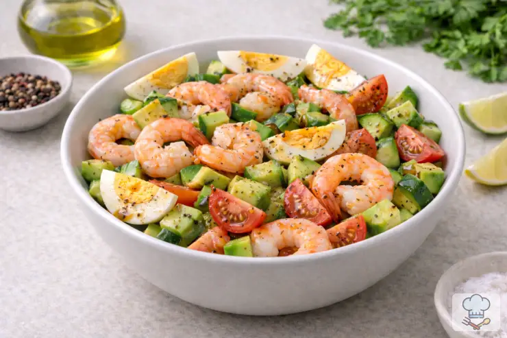 Салат с креветками и авокадо