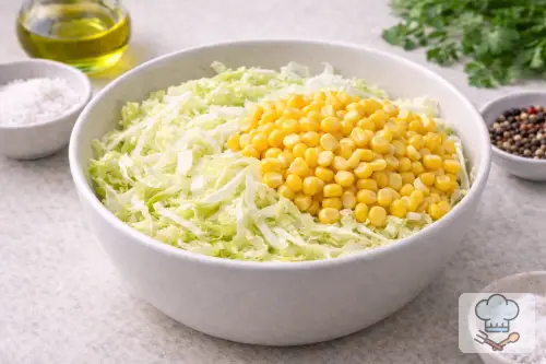 Фото 3-го шага: Салат с пекинской капустой и кукурузой