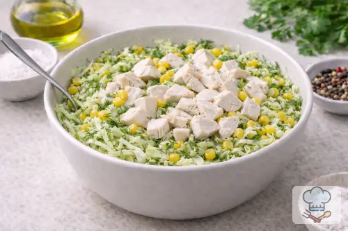 Фото 5-го шага: Салат с пекинской капустой и кукурузой