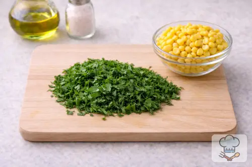 Фото 5-го шага: Салат с крабовыми палочками, кукурузой и яйцом