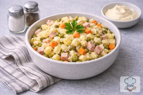 Фото 6-го шага: Салат «Оливье» классический с колбасой