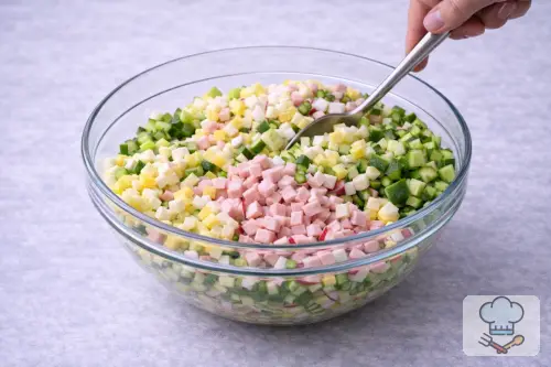 Фото 5-го шага: Окрошка с колбасой