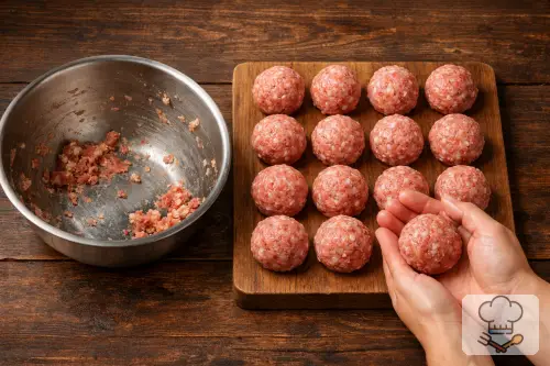 Фото 4-го шага: Тефтели с подливкой на сковородке