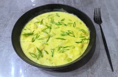 Цветная капуста в сливочно-сырном соусе с эдамаме